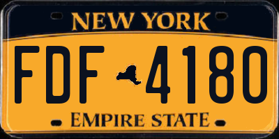 NY license plate FDF4180