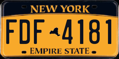 NY license plate FDF4181