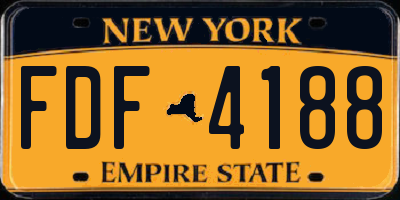 NY license plate FDF4188