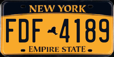 NY license plate FDF4189