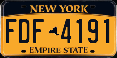 NY license plate FDF4191
