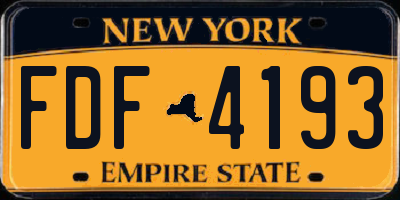 NY license plate FDF4193