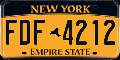 NY license plate FDF4212