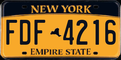NY license plate FDF4216