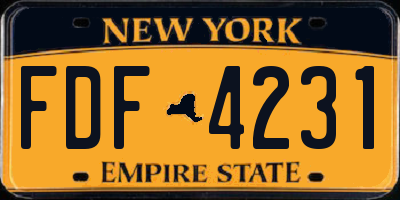 NY license plate FDF4231