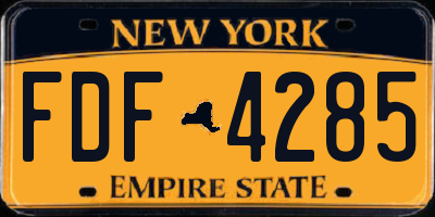 NY license plate FDF4285