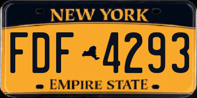 NY license plate FDF4293