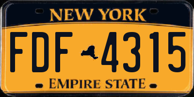 NY license plate FDF4315