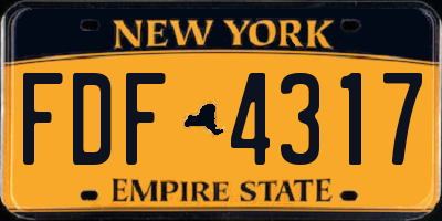 NY license plate FDF4317