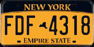 NY license plate FDF4318