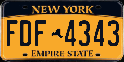 NY license plate FDF4343