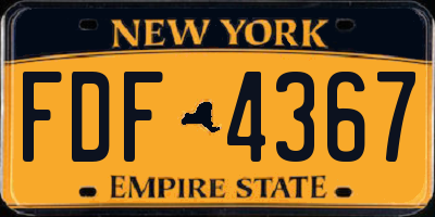 NY license plate FDF4367