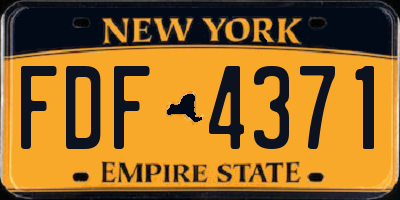 NY license plate FDF4371