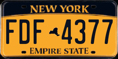 NY license plate FDF4377