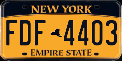 NY license plate FDF4403