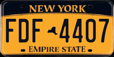 NY license plate FDF4407