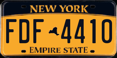 NY license plate FDF4410