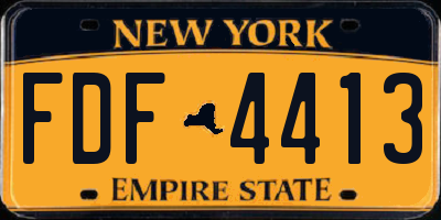NY license plate FDF4413