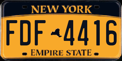 NY license plate FDF4416