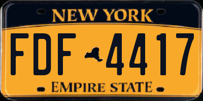 NY license plate FDF4417