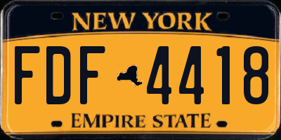 NY license plate FDF4418