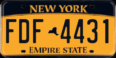 NY license plate FDF4431