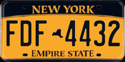 NY license plate FDF4432