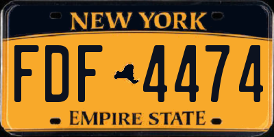 NY license plate FDF4474