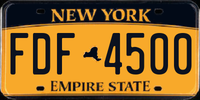 NY license plate FDF4500