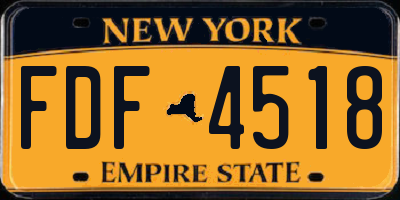NY license plate FDF4518