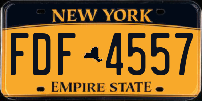 NY license plate FDF4557
