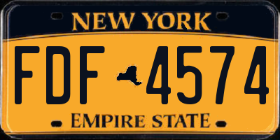 NY license plate FDF4574