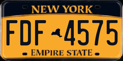 NY license plate FDF4575
