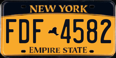 NY license plate FDF4582