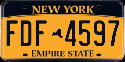 NY license plate FDF4597
