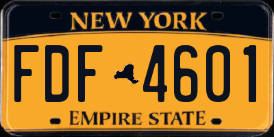 NY license plate FDF4601