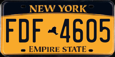 NY license plate FDF4605