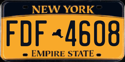 NY license plate FDF4608