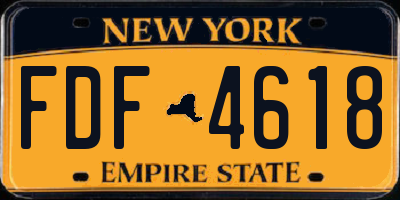 NY license plate FDF4618