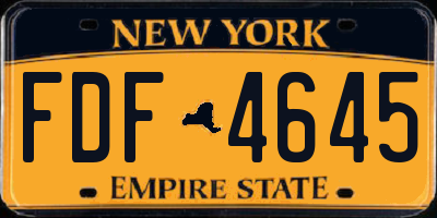 NY license plate FDF4645