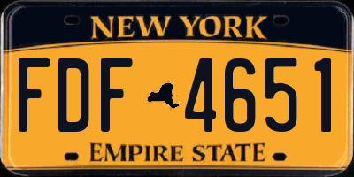 NY license plate FDF4651