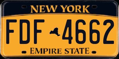 NY license plate FDF4662