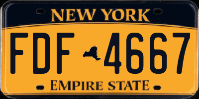 NY license plate FDF4667