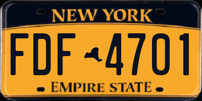 NY license plate FDF4701