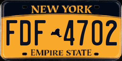 NY license plate FDF4702