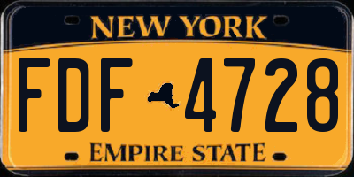 NY license plate FDF4728