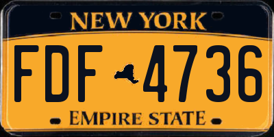NY license plate FDF4736