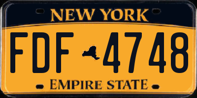 NY license plate FDF4748