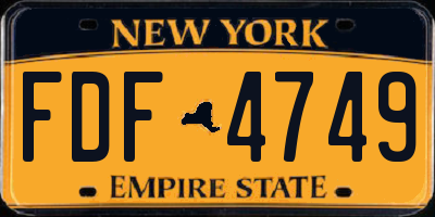 NY license plate FDF4749