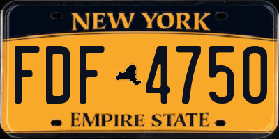 NY license plate FDF4750